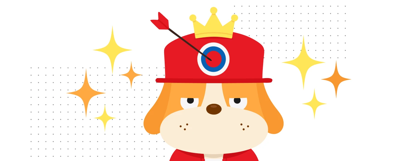 王冠をかぶったYosoYosoの犬のキャラクター